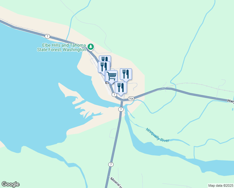 map of restaurants, bars, coffee shops, grocery stores, and more near 54301 Washington 706 in Elbe
