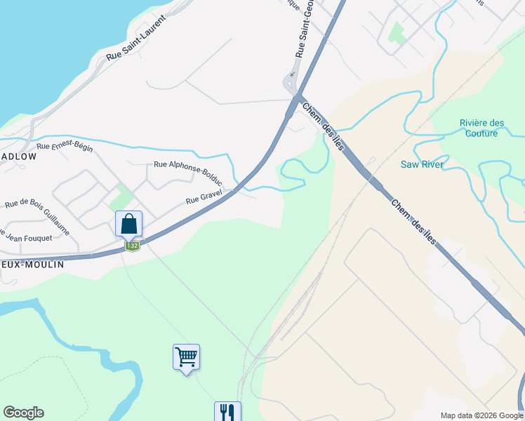 map of restaurants, bars, coffee shops, grocery stores, and more near 438 Rue Dumais in Lévis