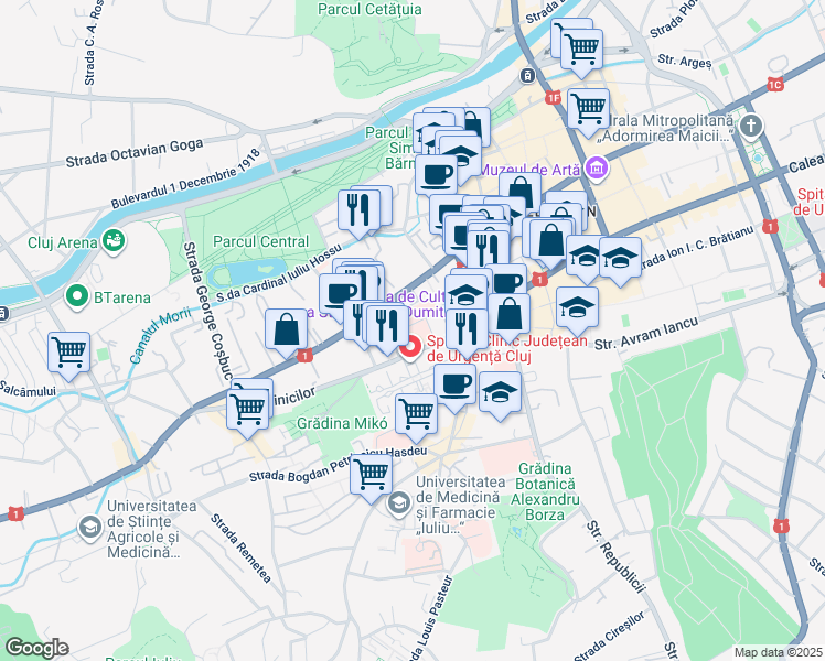 map of restaurants, bars, coffee shops, grocery stores, and more near in Cluj-Napoca
