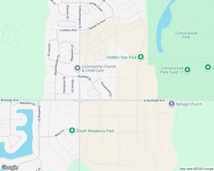 map of restaurants, bars, coffee shops, grocery stores, and more near 3227 Dortmund Drive in Bismarck