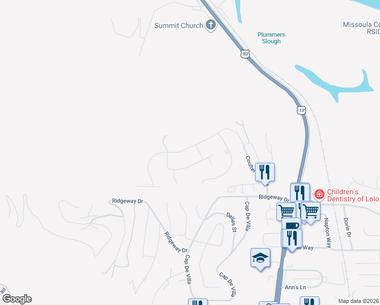 map of restaurants, bars, coffee shops, grocery stores, and more near 10200-10698 Coulter Pine Street in Lolo