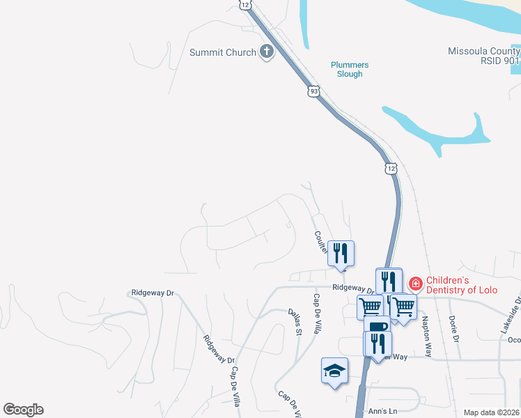 map of restaurants, bars, coffee shops, grocery stores, and more near 10698 Coulter Pine Street in Lolo