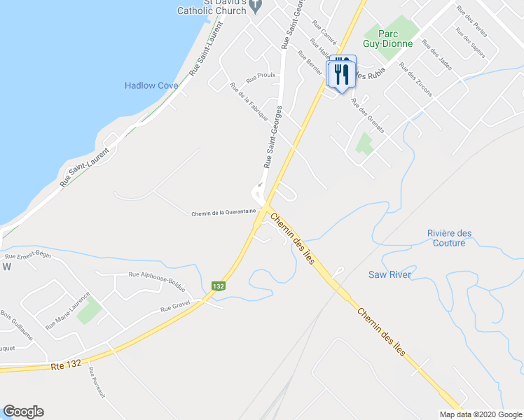 map of restaurants, bars, coffee shops, grocery stores, and more near 2994 Boulevard Guillaume-Couture in Lévis