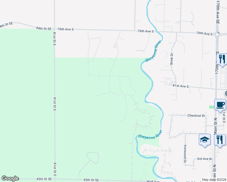 map of restaurants, bars, coffee shops, grocery stores, and more near 8124 Memory Lane in Horace