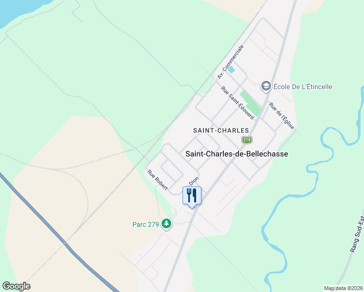 map of restaurants, bars, coffee shops, grocery stores, and more near 16 Avenue Sophie in Saint-Charles-de-Bellechasse