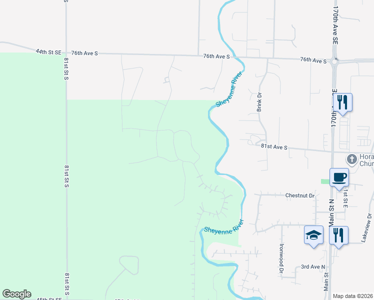 map of restaurants, bars, coffee shops, grocery stores, and more near 8320 Memory Lane in Horace