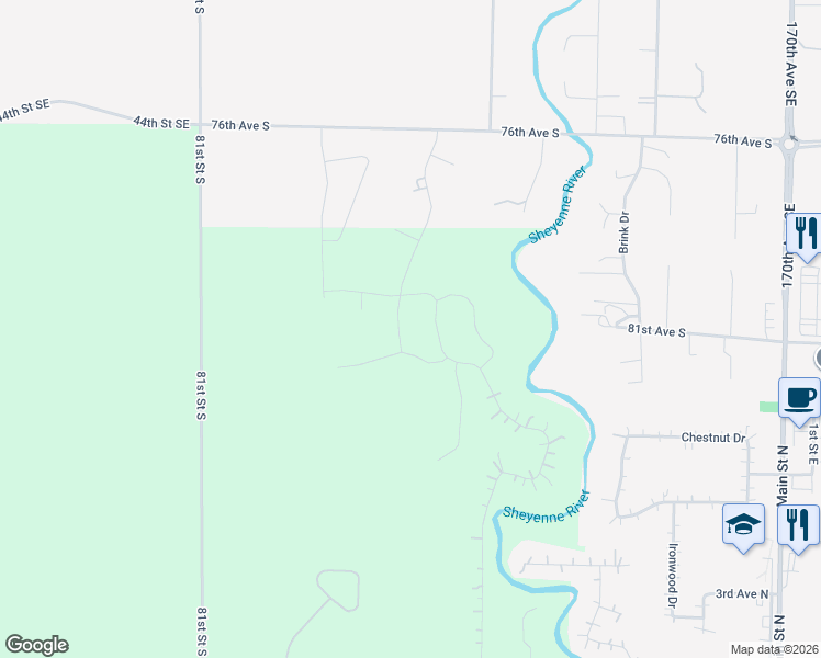 map of restaurants, bars, coffee shops, grocery stores, and more near 8124 Memory Lane in Horace