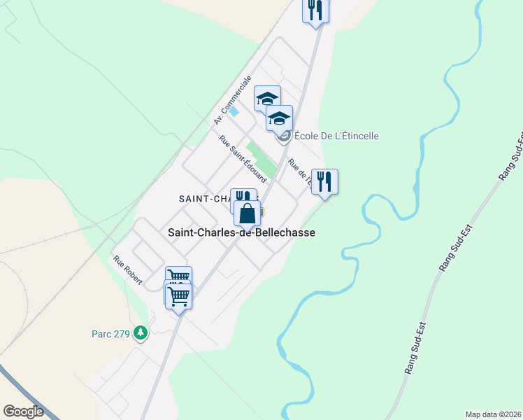 map of restaurants, bars, coffee shops, grocery stores, and more near 2790 Avenue Royale in Saint-Charles-de-Bellechasse