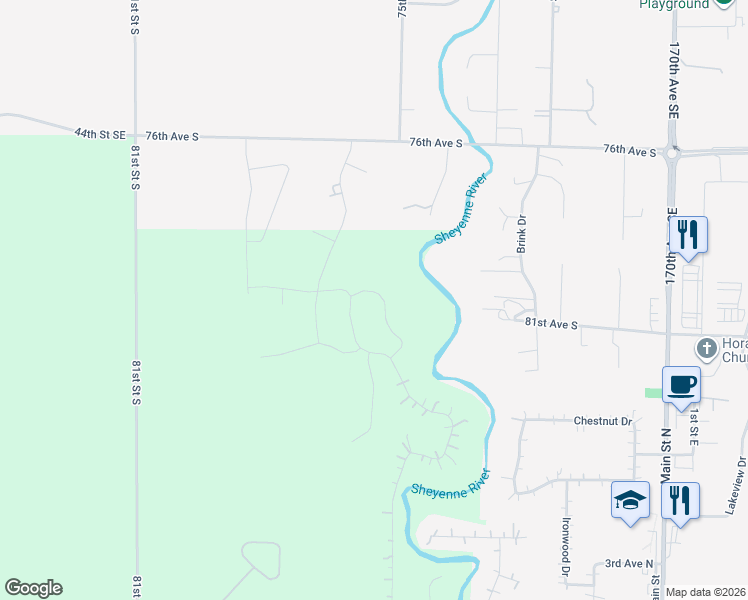 map of restaurants, bars, coffee shops, grocery stores, and more near 8320 Memory Lane in Horace