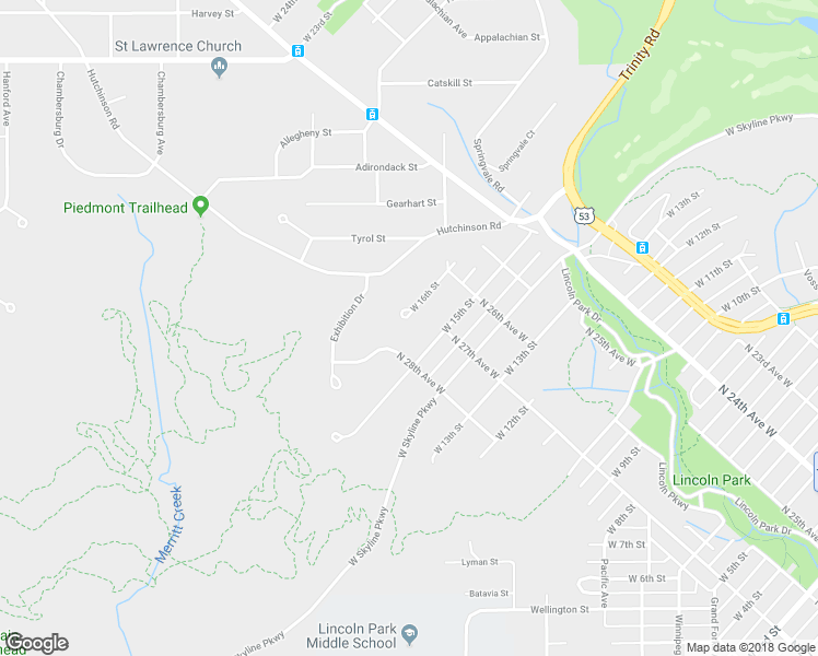 map of restaurants, bars, coffee shops, grocery stores, and more near 2628 West 16th Street in Duluth