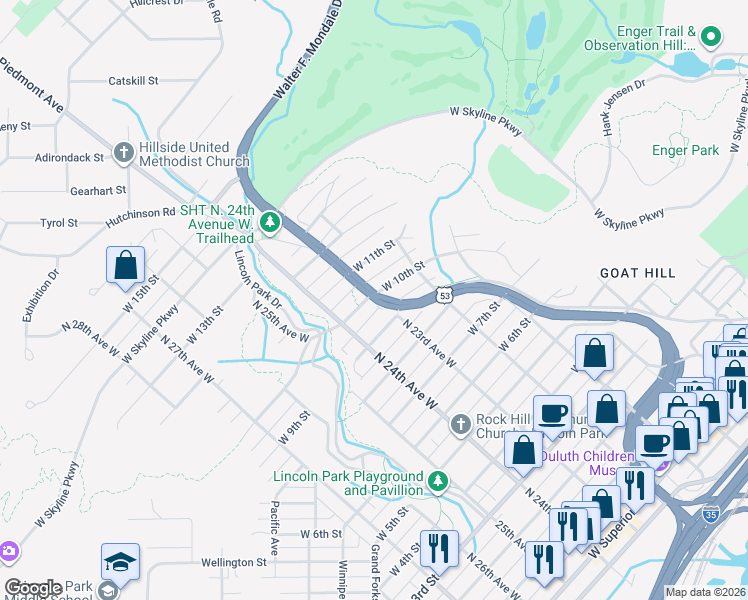 map of restaurants, bars, coffee shops, grocery stores, and more near 937 Piedmont Avenue in Duluth