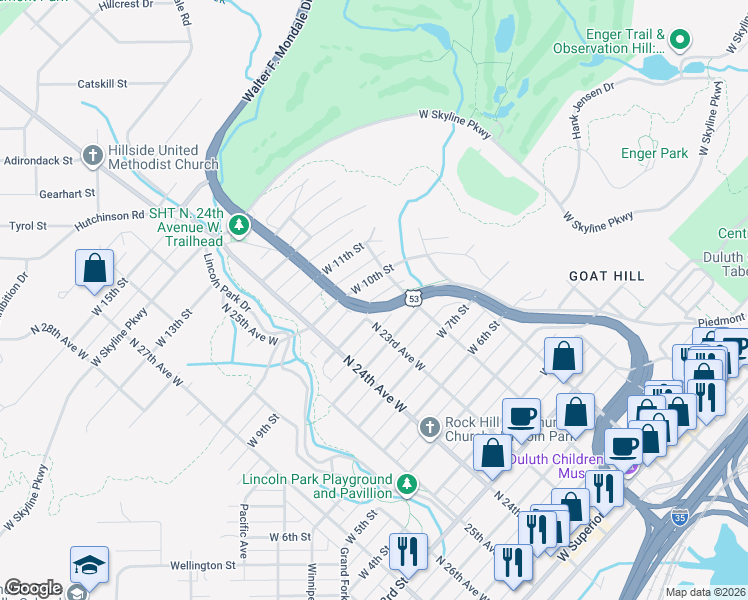 map of restaurants, bars, coffee shops, grocery stores, and more near 922 Piedmont Avenue in Duluth