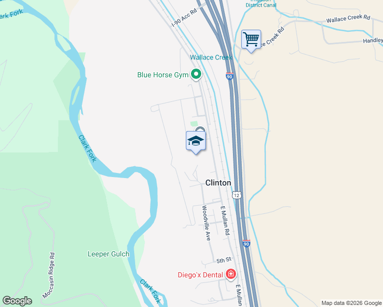 map of restaurants, bars, coffee shops, grocery stores, and more near 19075 E Mullan Rd in Clinton