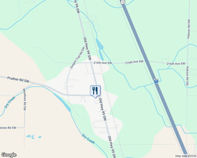map of restaurants, bars, coffee shops, grocery stores, and more near 21721 Old Highway 99 Southwest in Centralia