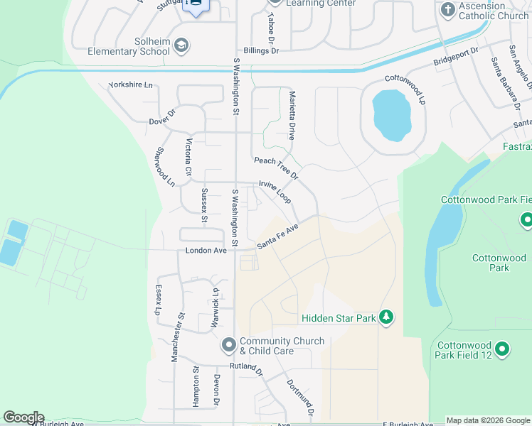 map of restaurants, bars, coffee shops, grocery stores, and more near 119 Irvine Loop in Bismarck