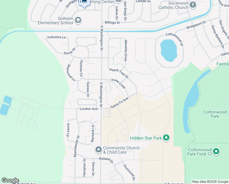 map of restaurants, bars, coffee shops, grocery stores, and more near 119 Irvine Loop in Bismarck