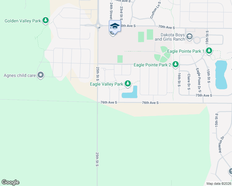 map of restaurants, bars, coffee shops, grocery stores, and more near 7485 25th Street South in Fargo