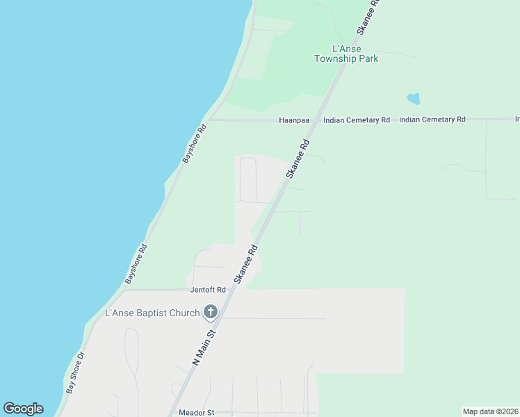 map of restaurants, bars, coffee shops, grocery stores, and more near 16501-16599 Mattson Avenue in L'Anse