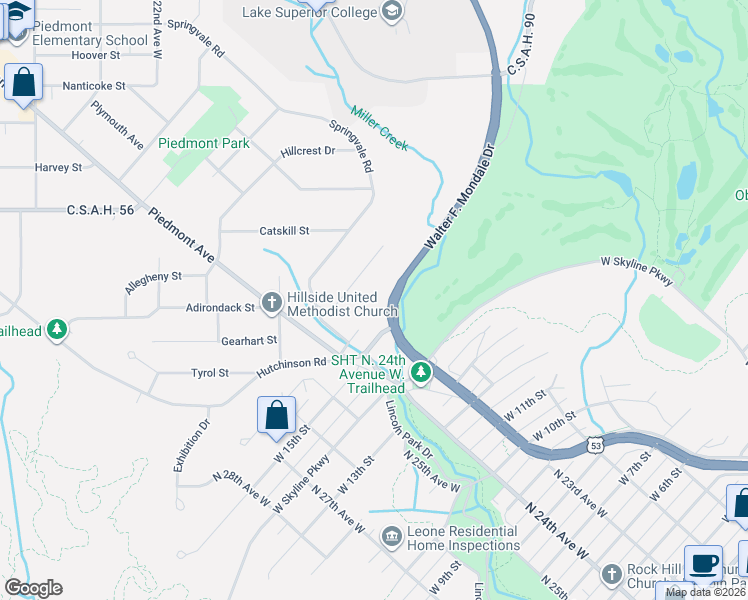 map of restaurants, bars, coffee shops, grocery stores, and more near 2116 Springvale Court in Duluth