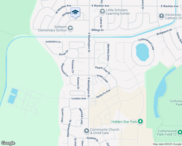 map of restaurants, bars, coffee shops, grocery stores, and more near 106 Irvine Loop in Bismarck