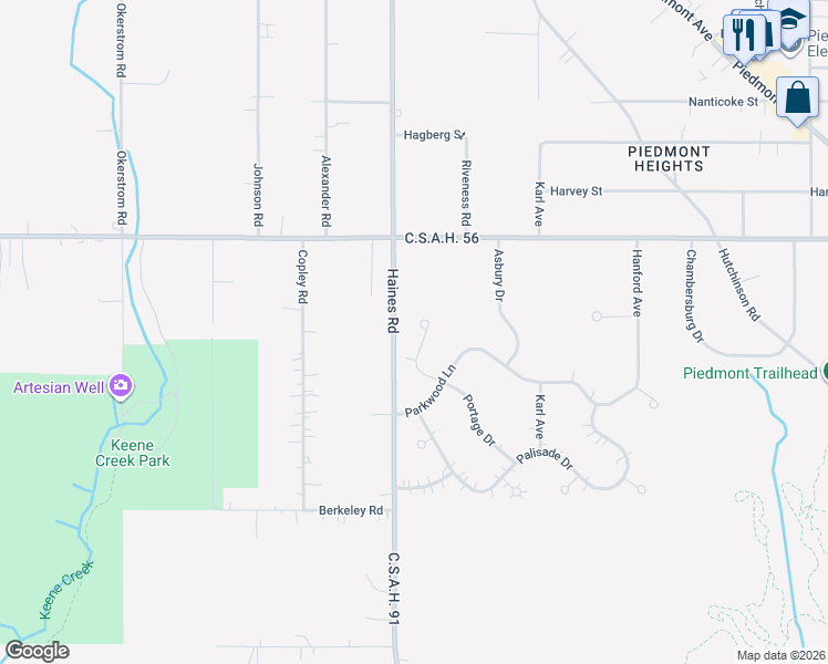 map of restaurants, bars, coffee shops, grocery stores, and more near 2327 Portage Drive in Duluth