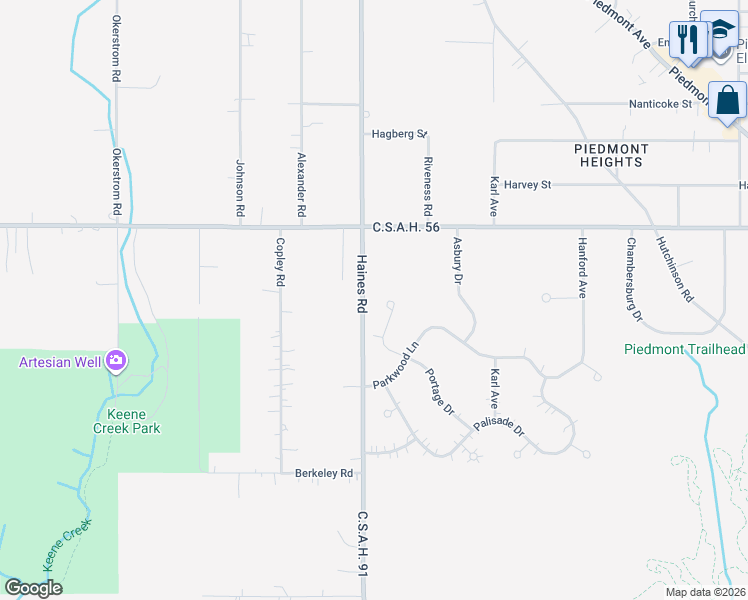 map of restaurants, bars, coffee shops, grocery stores, and more near 2327 Portage Drive in Duluth
