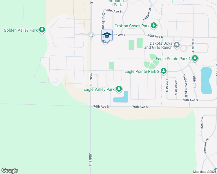 map of restaurants, bars, coffee shops, grocery stores, and more near 7485 25th Street South in Fargo