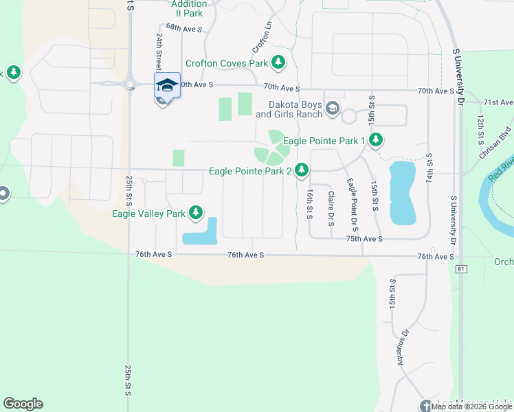 map of restaurants, bars, coffee shops, grocery stores, and more near 1710 76th Avenue South in Fargo