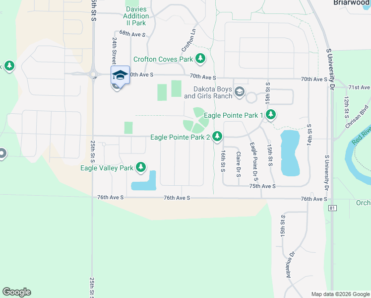map of restaurants, bars, coffee shops, grocery stores, and more near 7378 21st Street South in Fargo