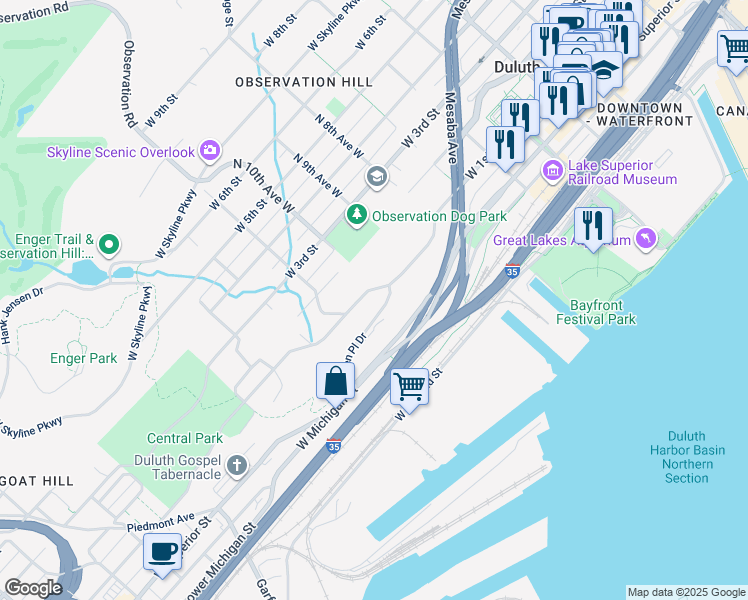 map of restaurants, bars, coffee shops, grocery stores, and more near 1005 Glen Place Drive in Duluth