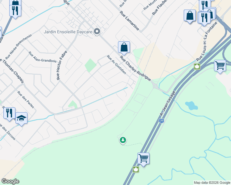 map of restaurants, bars, coffee shops, grocery stores, and more near 4766 Rue Thomas-Chapais in Lévis