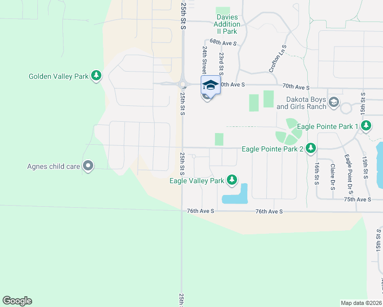 map of restaurants, bars, coffee shops, grocery stores, and more near 7270 25th Street South in Fargo