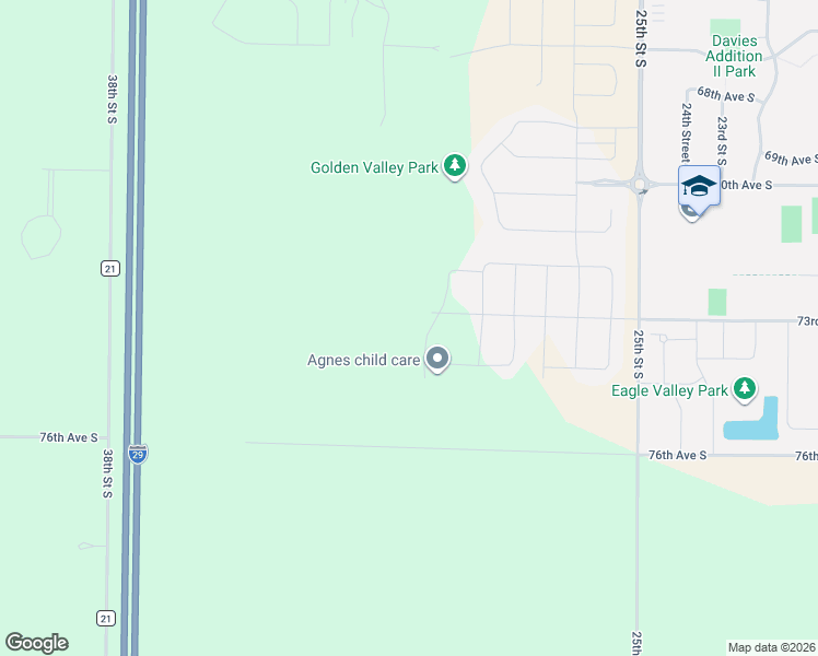map of restaurants, bars, coffee shops, grocery stores, and more near 7269 25th Street South in Fargo