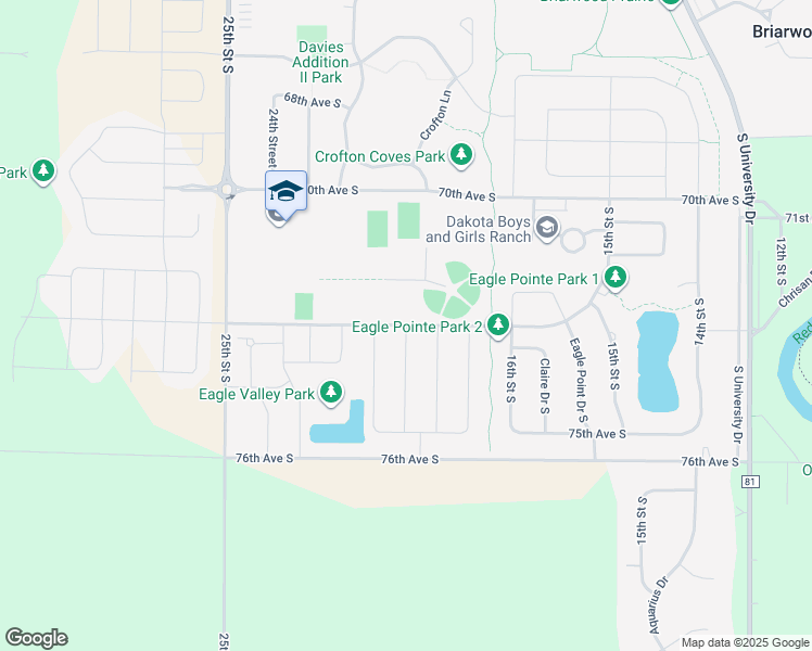 map of restaurants, bars, coffee shops, grocery stores, and more near 73rd Avenue South in Fargo