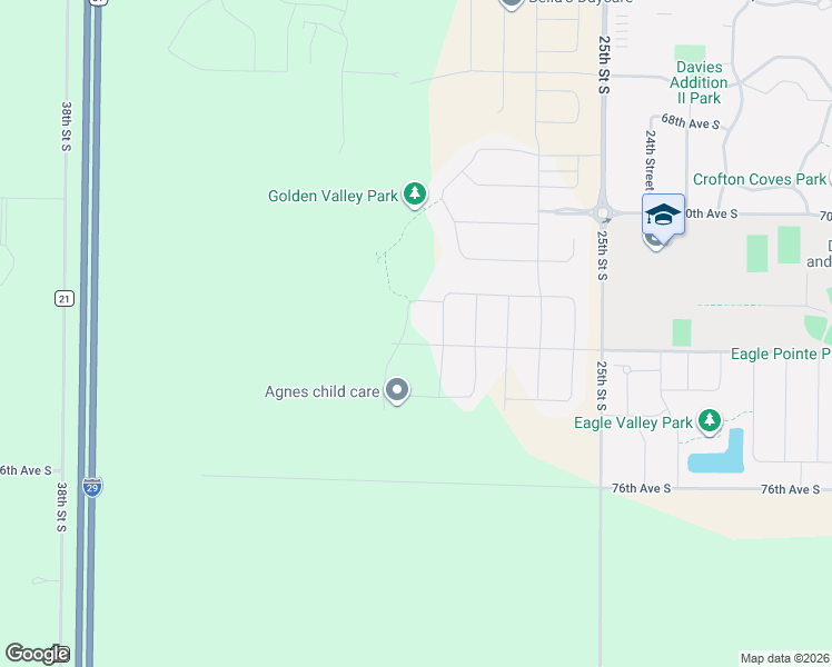 map of restaurants, bars, coffee shops, grocery stores, and more near 7099 Golden Valley Pkwy S in Fargo