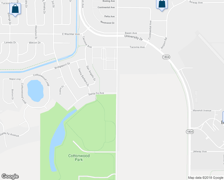 map of restaurants, bars, coffee shops, grocery stores, and more near 1162 Santa Fe Avenue in Bismarck