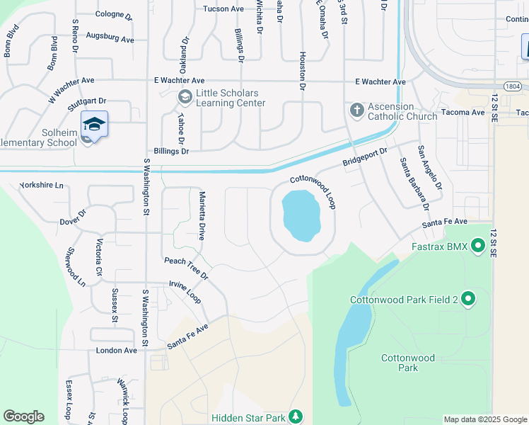 map of restaurants, bars, coffee shops, grocery stores, and more near 658 Cottonwood Loop in Bismarck