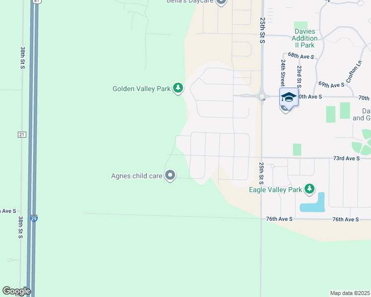 map of restaurants, bars, coffee shops, grocery stores, and more near 7099 Golden Valley Pkwy S in Fargo