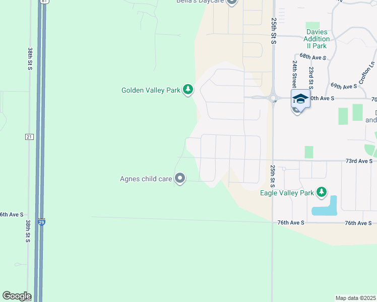 map of restaurants, bars, coffee shops, grocery stores, and more near 7099 Golden Valley Pkwy S in Fargo