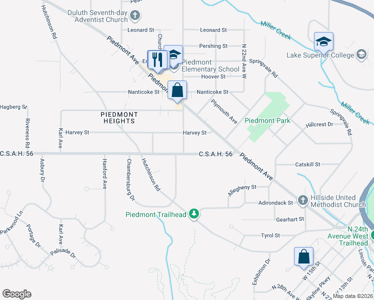 map of restaurants, bars, coffee shops, grocery stores, and more near 2505 Chambersburg Avenue in Duluth