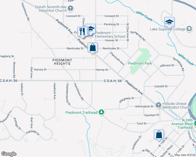 map of restaurants, bars, coffee shops, grocery stores, and more near 2505 Chambersburg Avenue in Duluth