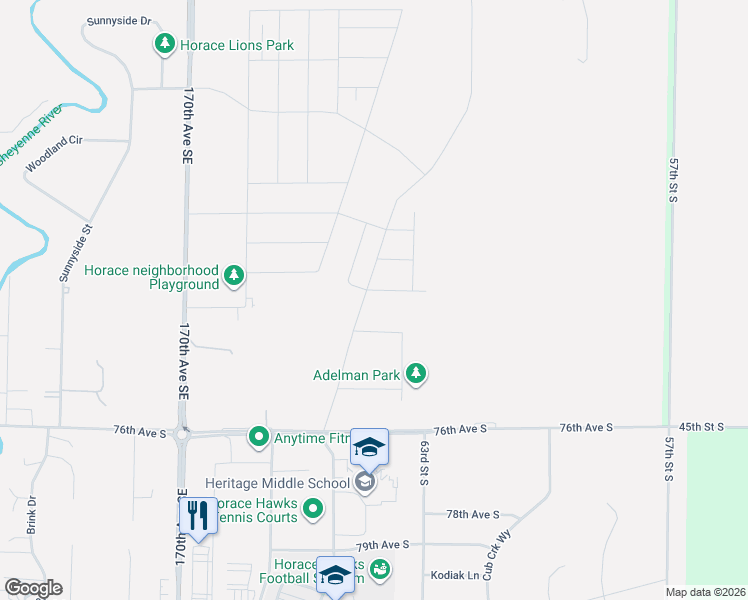 map of restaurants, bars, coffee shops, grocery stores, and more near 7510 66th Street South in Horace
