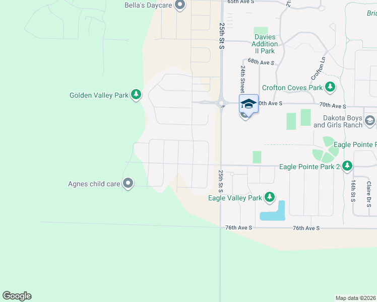map of restaurants, bars, coffee shops, grocery stores, and more near 2602 Golden Valley Pkwy S in Fargo