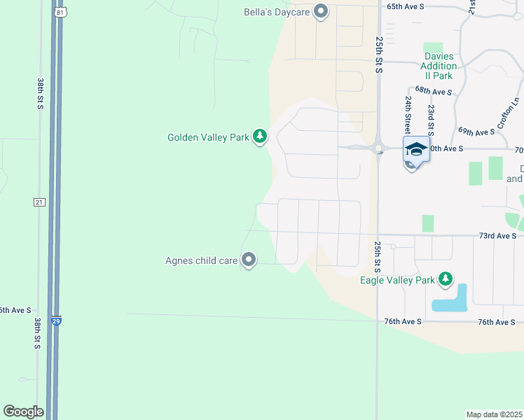 map of restaurants, bars, coffee shops, grocery stores, and more near 7099 Golden Valley Pkwy S in Fargo