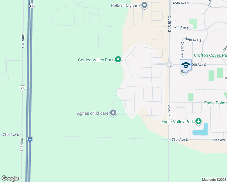 map of restaurants, bars, coffee shops, grocery stores, and more near 6981 Golden Valley Pkwy S in Fargo