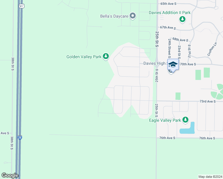map of restaurants, bars, coffee shops, grocery stores, and more near 7099 Golden Valley Pkwy S in Fargo