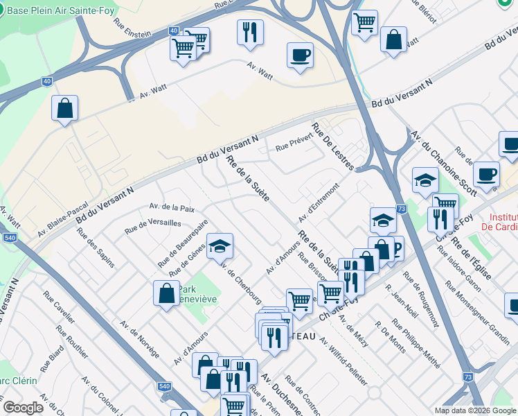 map of restaurants, bars, coffee shops, grocery stores, and more near 683 Rue de l'Alsace in Québec