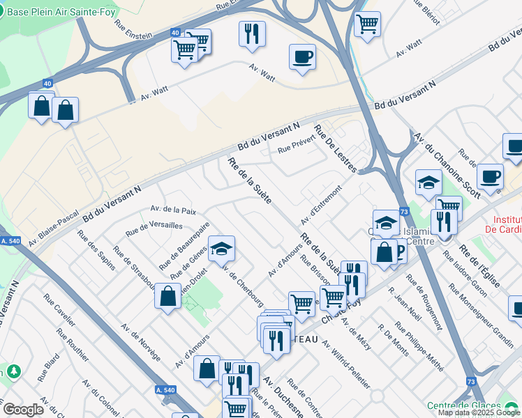 map of restaurants, bars, coffee shops, grocery stores, and more near 683 Rue de l'Alsace in Québec