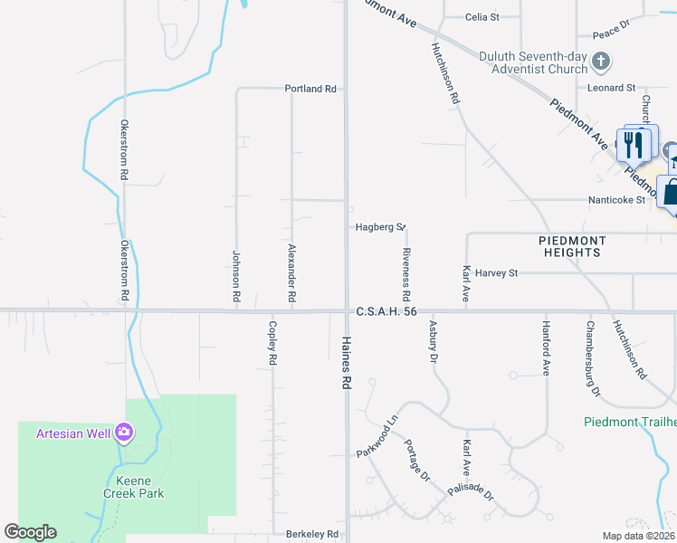 map of restaurants, bars, coffee shops, grocery stores, and more near 3723 Haines Road in Hermantown