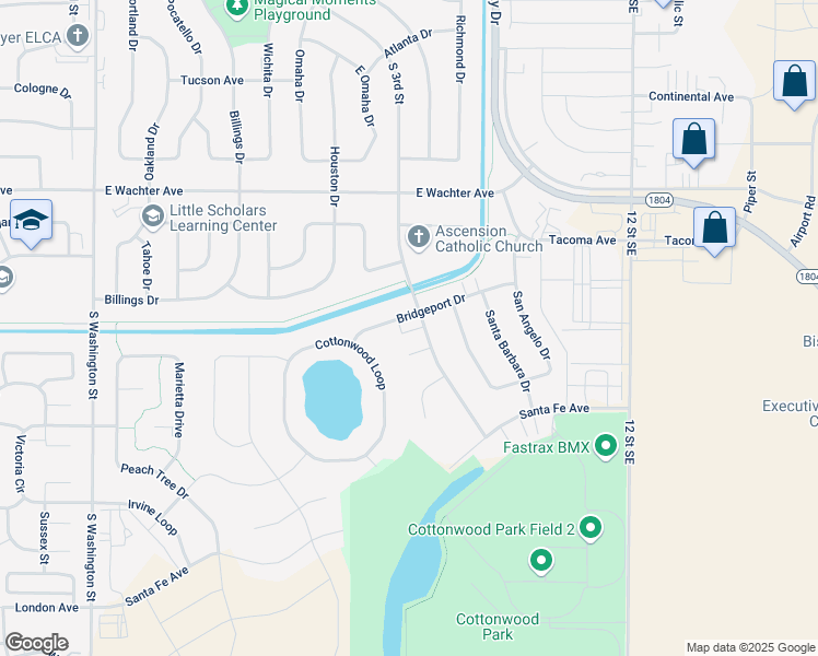 map of restaurants, bars, coffee shops, grocery stores, and more near 645 Bridgeport Drive in Bismarck